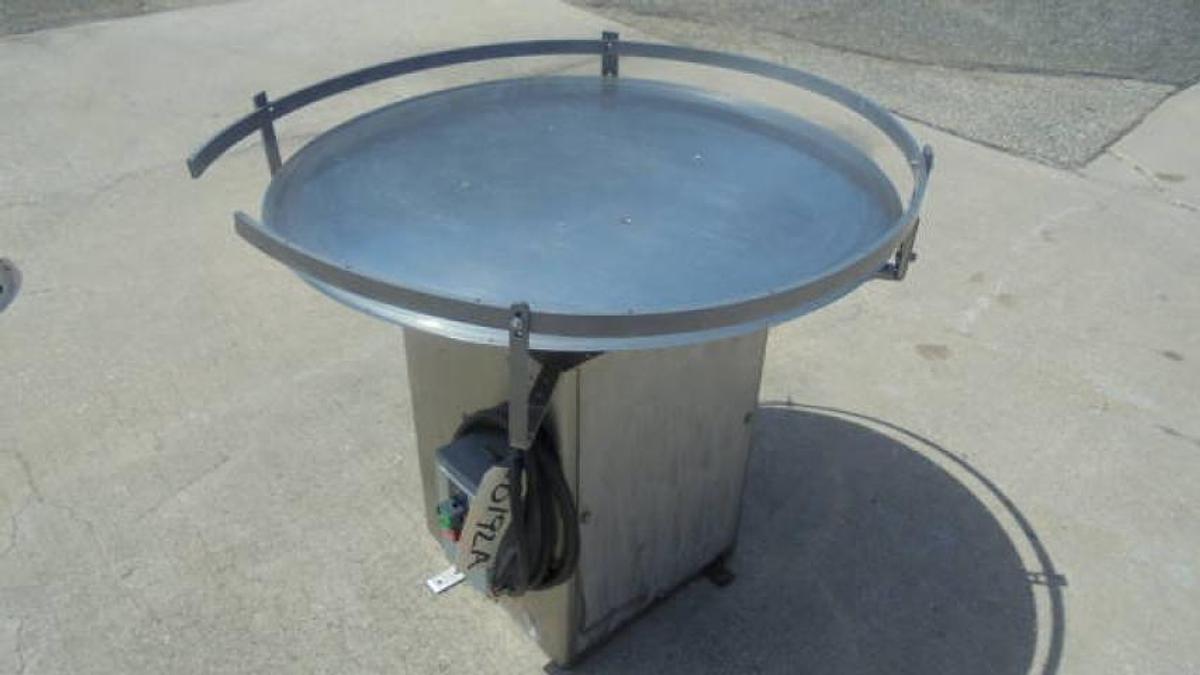 Used 36 In. Diameter J G Machine Works Unscrambling/Accumulating Table, Stainless Steel