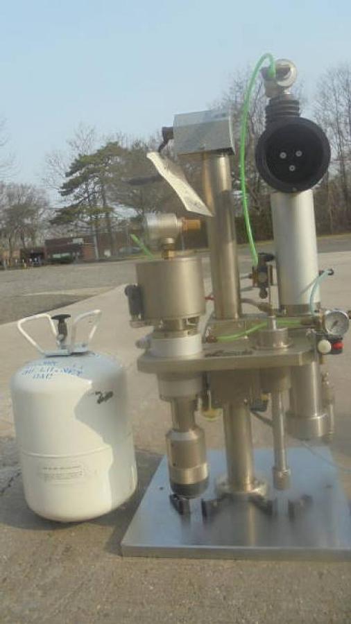 Used Pamasol Aerosol Combination Gasser & Crimper, Foot Pedal Operation