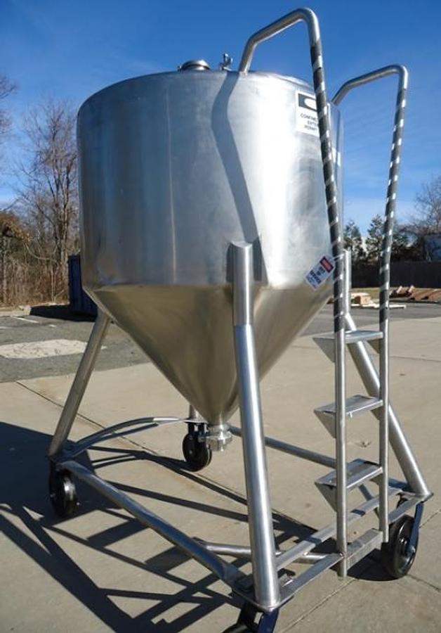 Used 450 Gallon DCI Type 316 Stainless Steel Cone Bottom Portable Tank-2