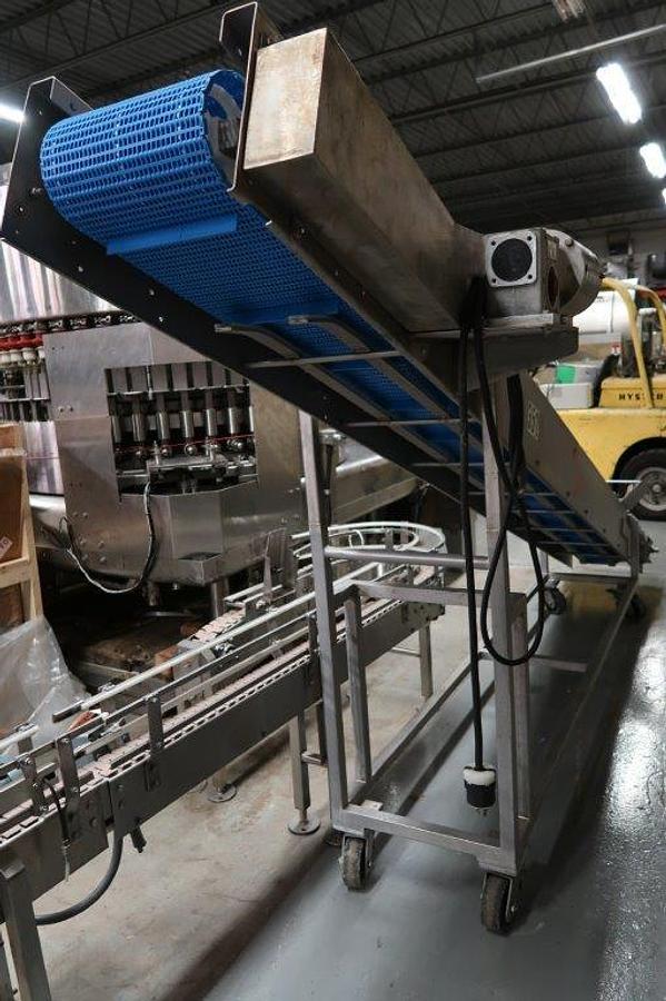 Used 12 In. Wide Stainless Inclined Cleated Belt Conveyor, Portable
