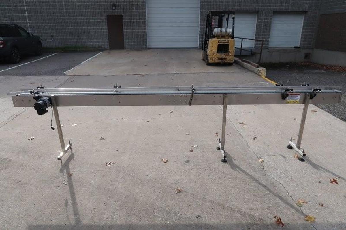 Used 4.5 In. x 14 Ft. Motorized Bottle Conveyor, SS