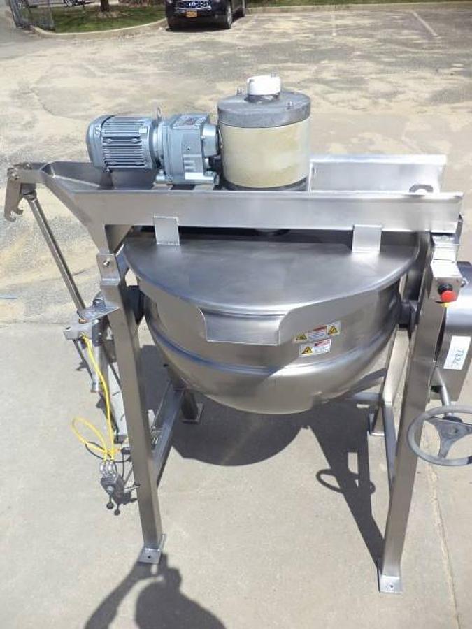 Used 100 Gallon Hamilton/Trinity Industries Stainless Steel Jacketed Double Motion Kettle, Tilt Discharge