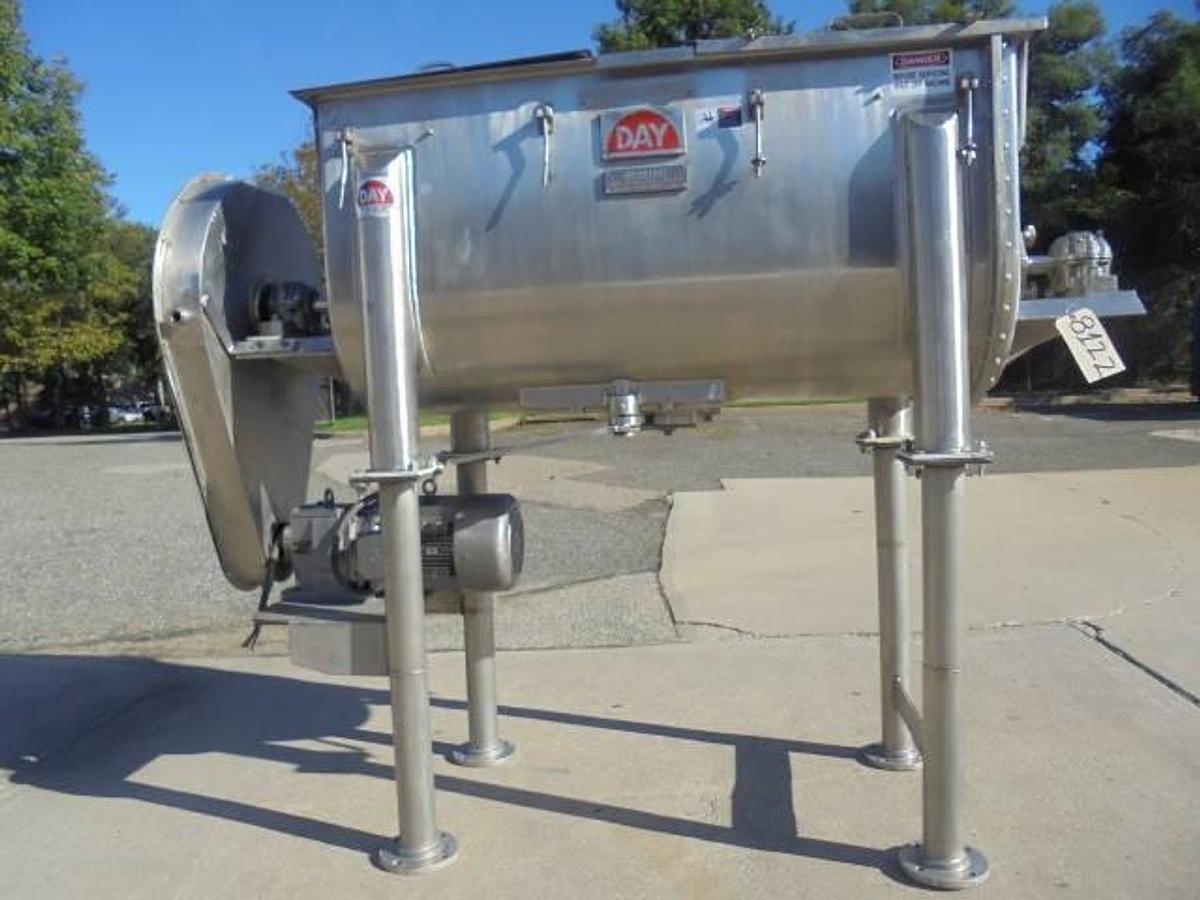 Used 17.5 Cu. Ft. Day Stainless Sanitary Double Ribbon Blender, 8 In. Center Bottom Discharge