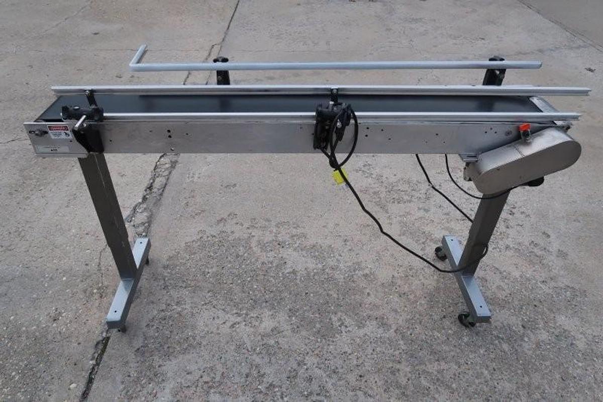 Used 7.5 In. Wide X 65 In. Long Motorized Belt Conveyor, Varispeed