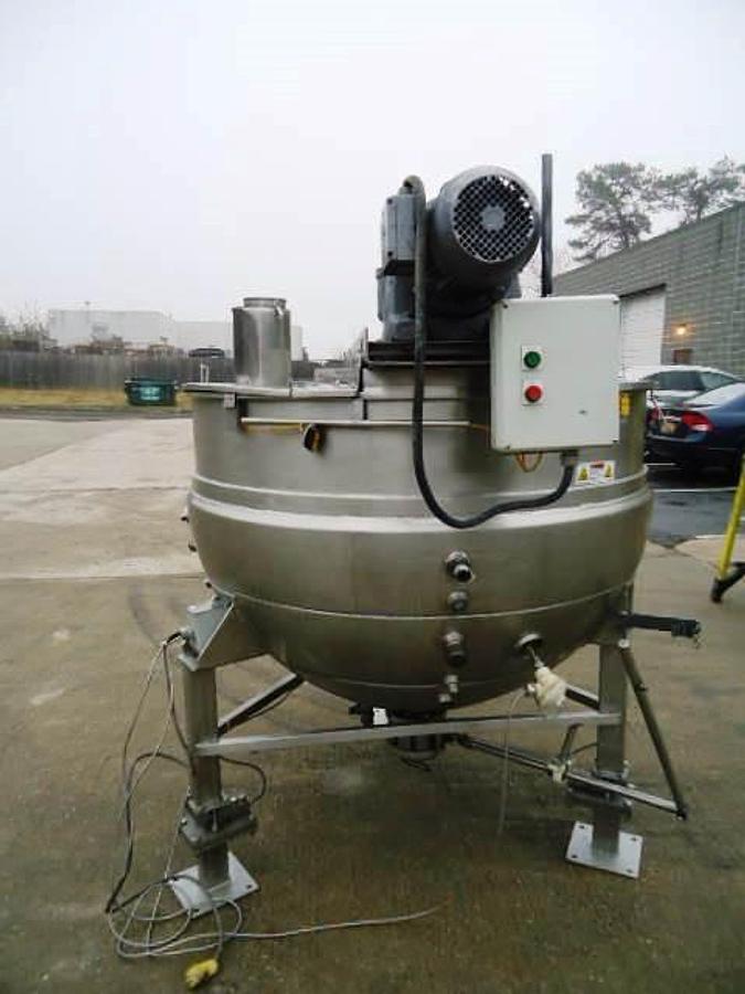 Used 250 Gallon Tri-Canada 316 Stainless Steel Dual Action Scraper Kettle, 125 PSI Jacket
