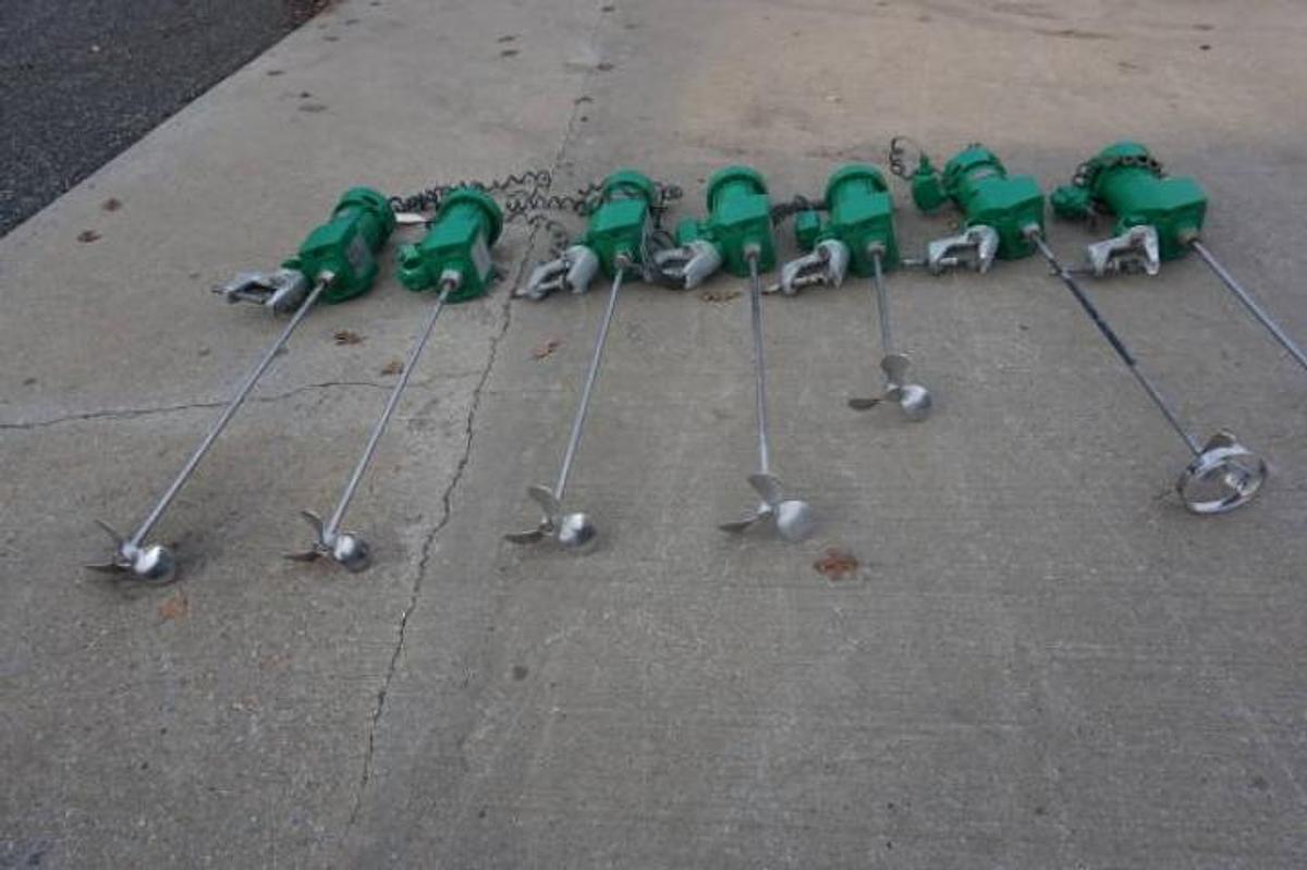 Used Lightnin 3/4 HP Clamp On Geared Down Prop Mixers, (6)