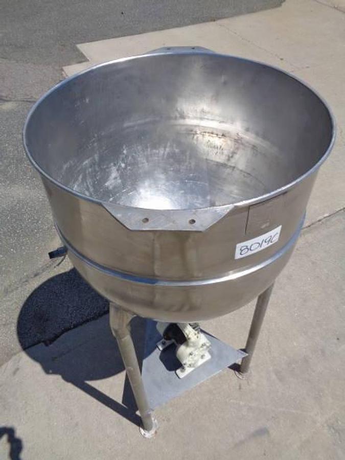 Used 100 Gallon Groen Stainless Steel Hemispherical Kettle, 80 PSI Jacket