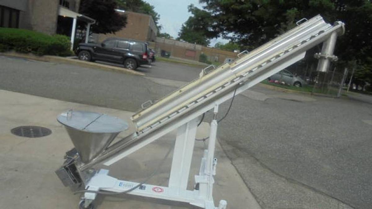 Used S. Howes 4 In. Diameter Stainless Inclined Screw Conveyor/Feeder, Adjustable Height Discharge