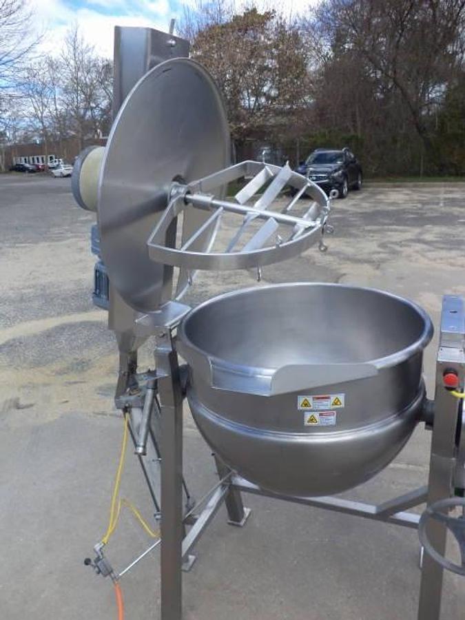 Used 100 Gallon Hamilton/Trinity Industries Stainless Steel Jacketed Double Motion Kettle, Tilt Discharge