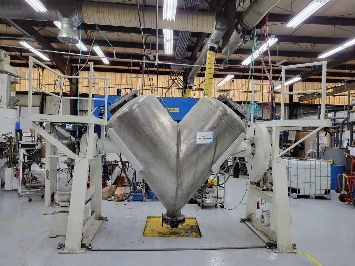 Used 75 Cu. Ft. Expert Industries Stainless Steel Twin Shell V Blender, Intensifier Bar