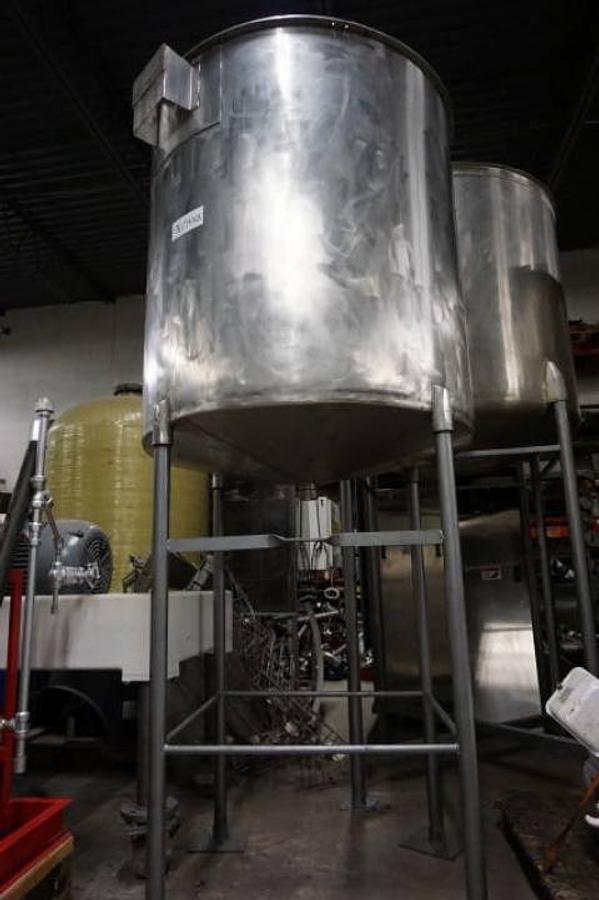 Used 350 Gallon Stainless Steel Vertical Tank, Cone Bottom