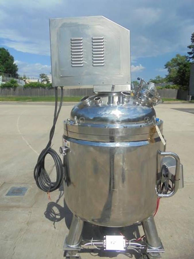 Used 80 Gallon Olsa 316L Stainless Steel Jacketed Double Motion Sanitary Kettle/Reactor, Vacuum