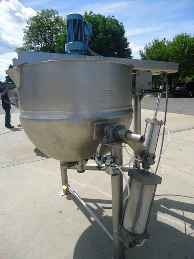 Used 150 Gallon 316 Stainless Steel Tilt Ketle With Scraper Agitation, 125psi Jacket