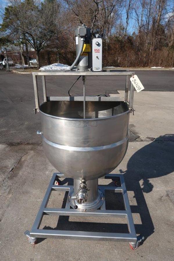 Used 60 Gallon B.H. Hubbert Stainless Steel Mix Kettle, 40 PSI Jacket