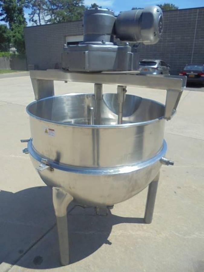 Used 150 Gallon Hamilton Stainless Twin Action Scraper Kettle, 125 PSI Jacket
