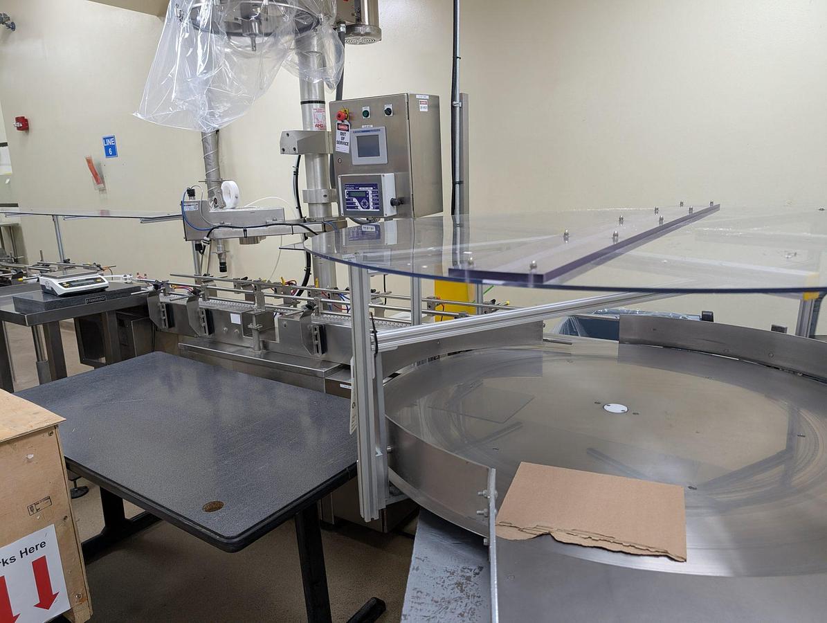Used AMS Automatic Single Head Powder Filler, with Conveyor
