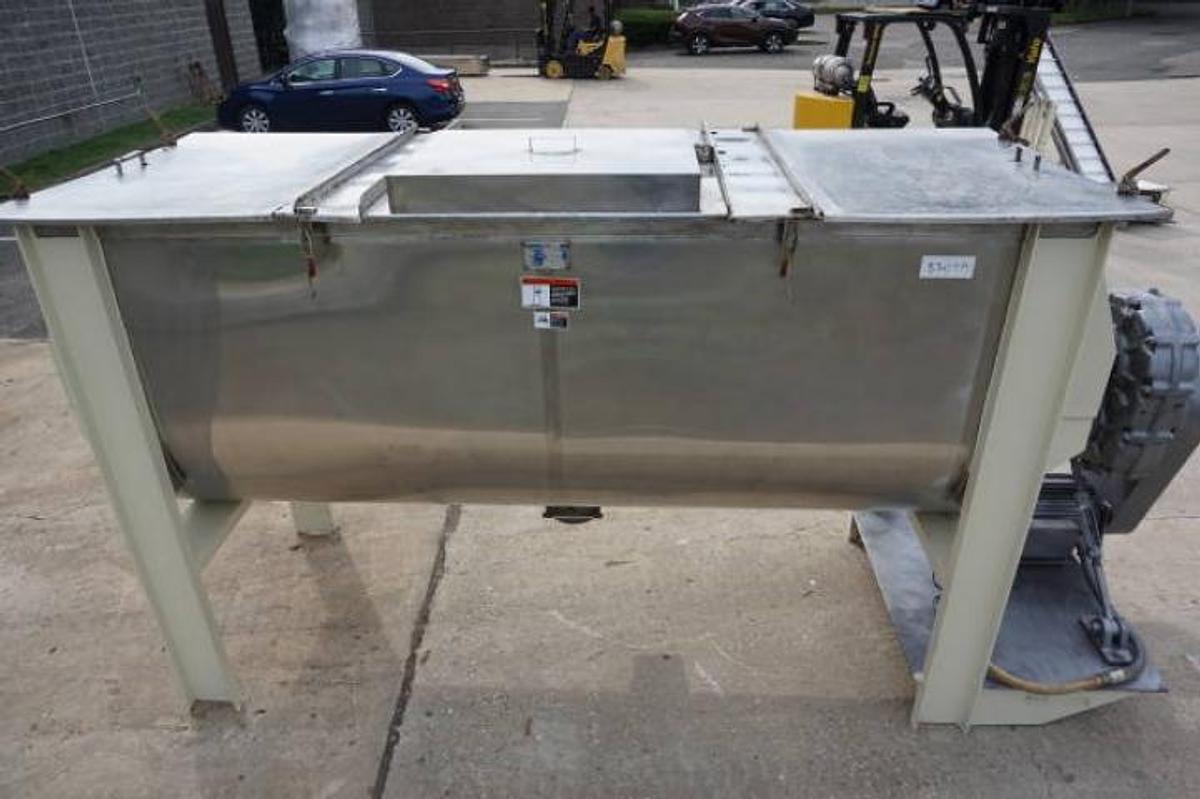 Used 120 Cu. Ft. Gurdin Stainless Steel Double Ribbon Blender, 25 HP motor