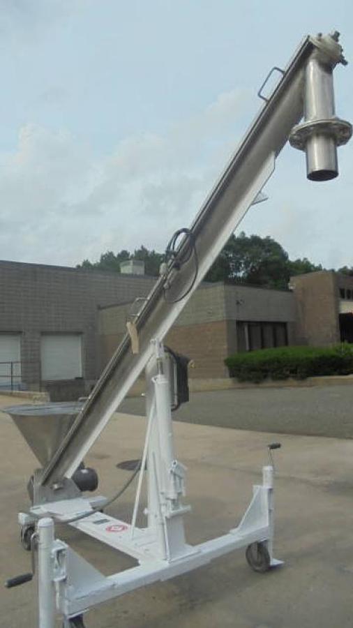 Used S. Howes 4 In. Diameter Stainless Inclined Screw Conveyor/Feeder, Adjustable Height Discharge