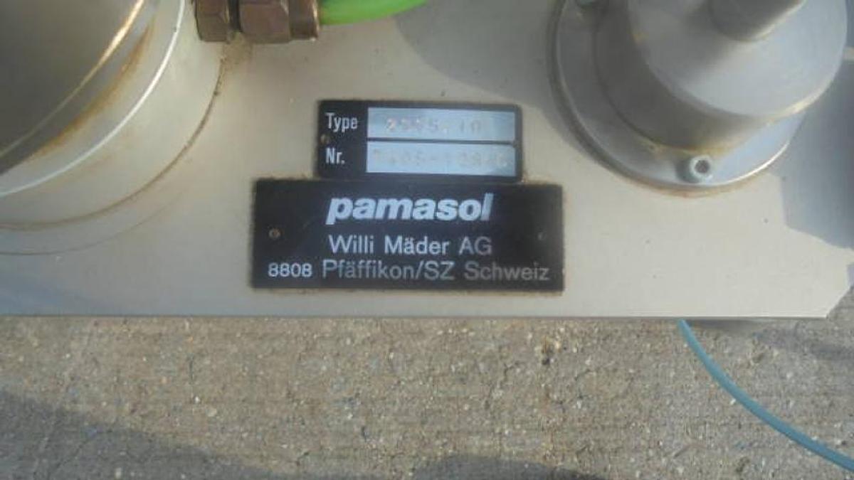 Used Pamasol Aerosol Combination Gasser & Crimper, Foot Pedal Operation