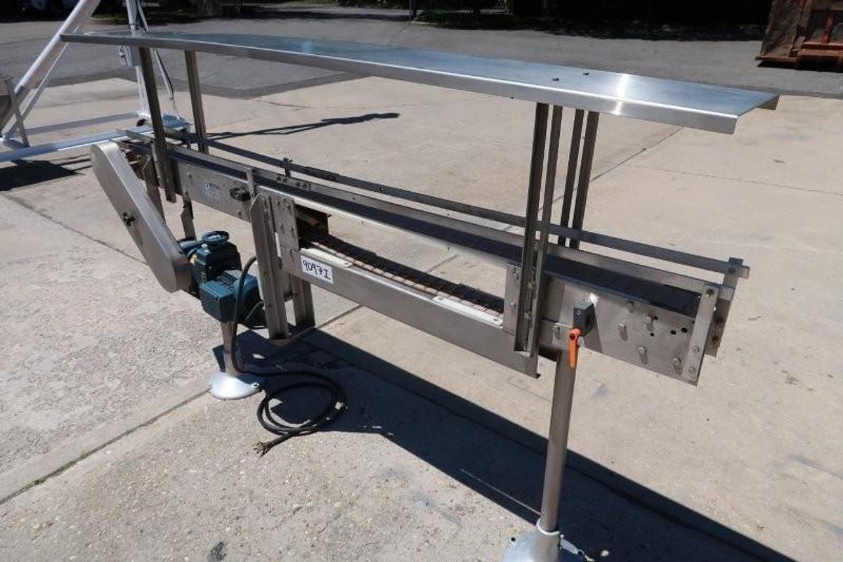 Used Nercon Engineering SS Bottle Conveyor, 3-1/4 In. Wide X 93 In. Long