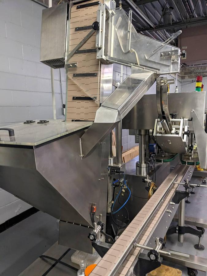 Used Pharmapack Six Spindle Auto Screw Capper, with Waterfall Cap Elevator