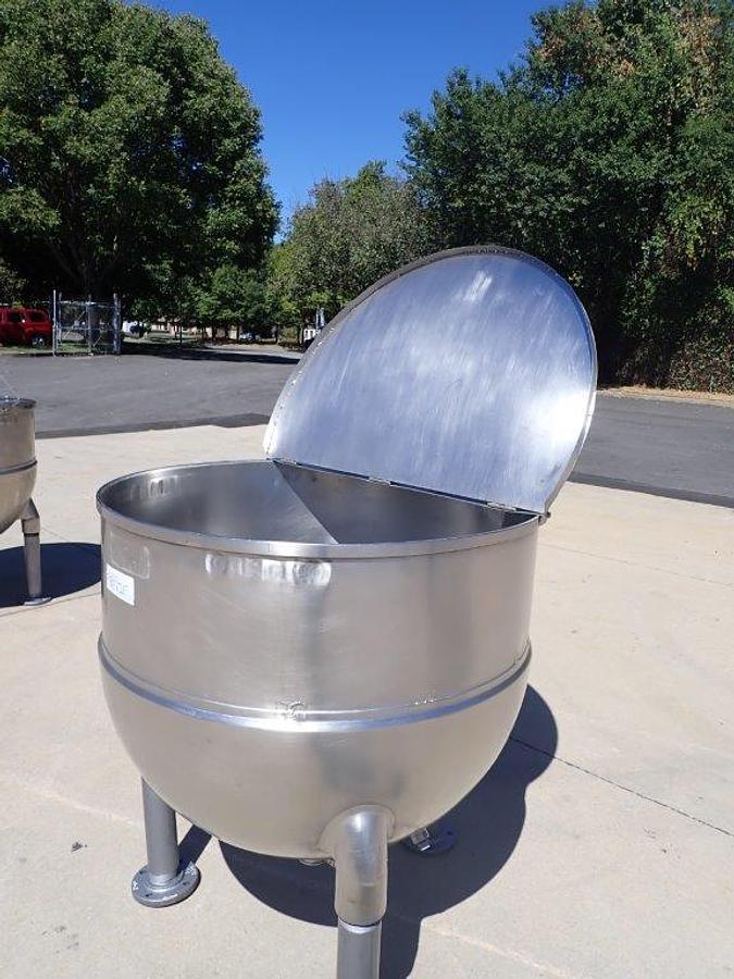Used 150 Gallon Groen Stainless Steel Jacketed Hemispherical Kettle, 3 In. Tri-Clamp Discharge