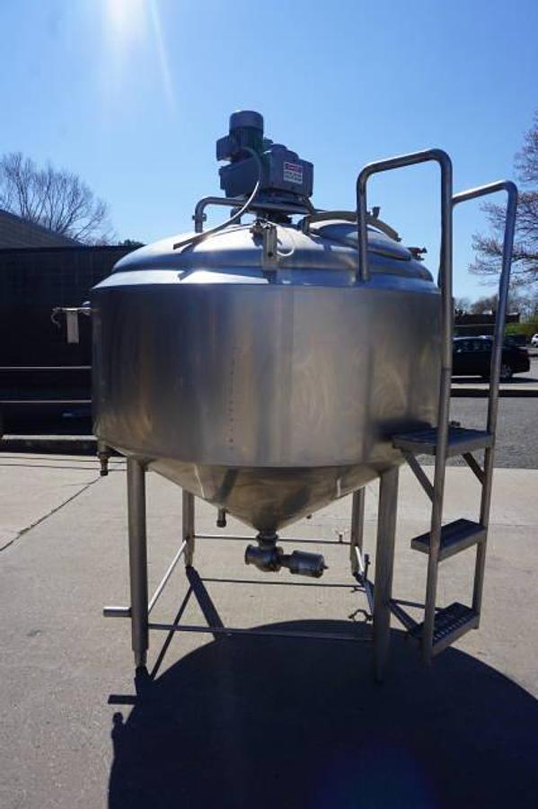 Used 500 Gallon St. Regis/CP Stainless Jacketed Scraped Surface Kettle, Cone Bottom