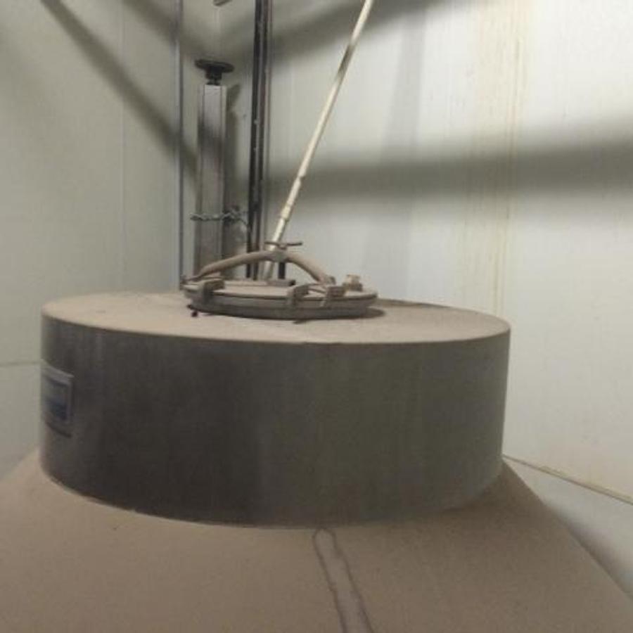 Used Gemco 100 cubic foot stainless steel double cone tumbling blender