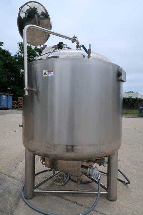 Used Dye 500 Liter SS Closed Jacketed Sanitary Tank, 30 PSI