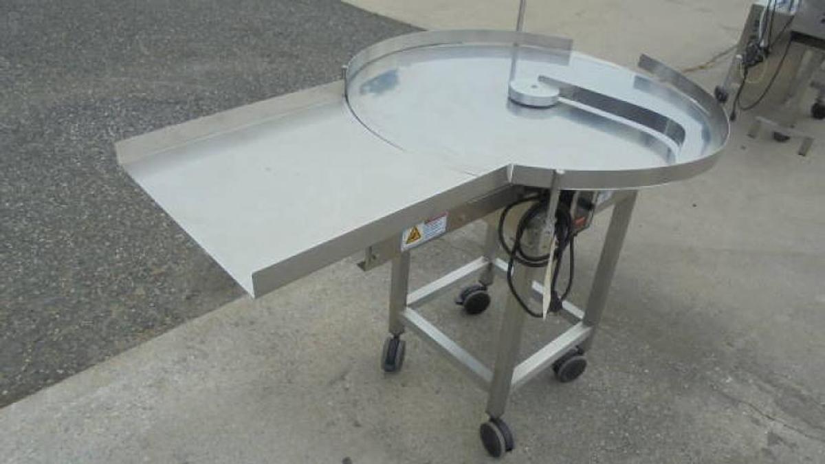 Used 36 In. Dia. Pharmafill Stainless Rotary Unscrambling/Accumulating Table, Vari Speed