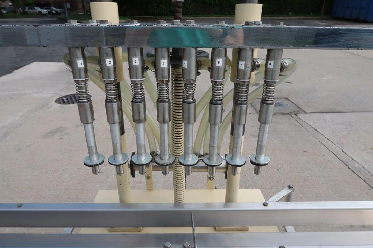 Used 8 Spout Semi-Automatic Liquid Filler, Portable