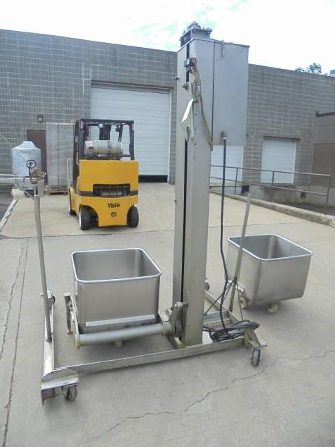 Used Reiser Column Lifter/Cart Dumper, Stainless  Steel