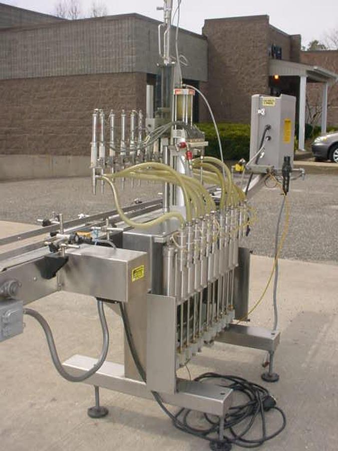 Used Kaps-All/Fills-All 12 Piston Automatic Filler, Stainless Steel