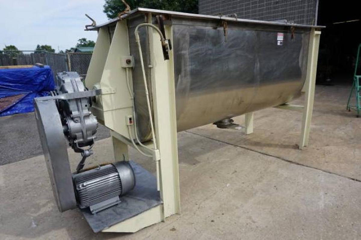 Used 120 Cu. Ft. Gurdin Stainless Steel Double Ribbon Blender, 25 HP motor