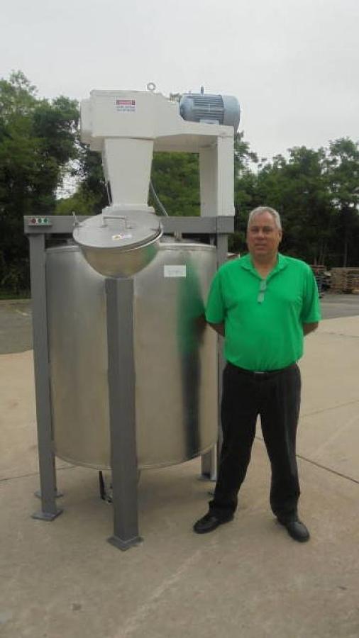 Used 350 Gallon Stainless Closed Top Vertical Mix Tank, 5HP, XP