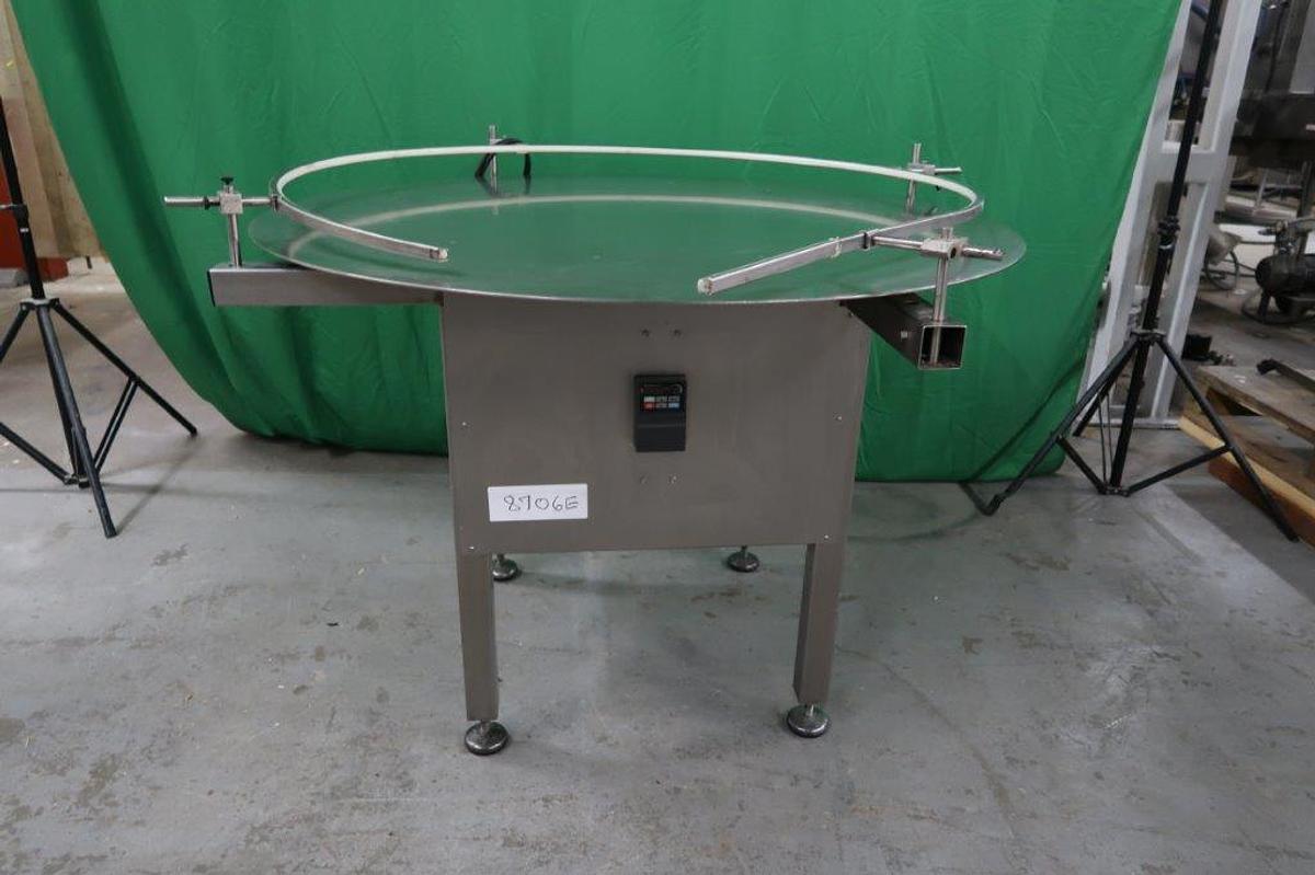 Used 48 In. Diameter Accutek Stainless Rotary Unscrambling/ Accumulating Table, Variable Speed