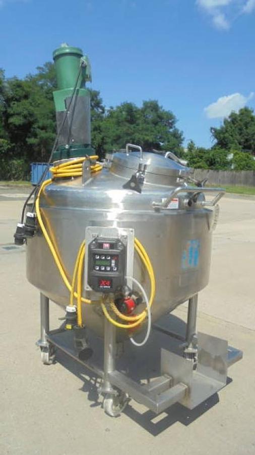 Used 150 Gallon RAS Process Equipment 316SS Jacketed Agitated Pressure Kettle/Reactor, cone bottom