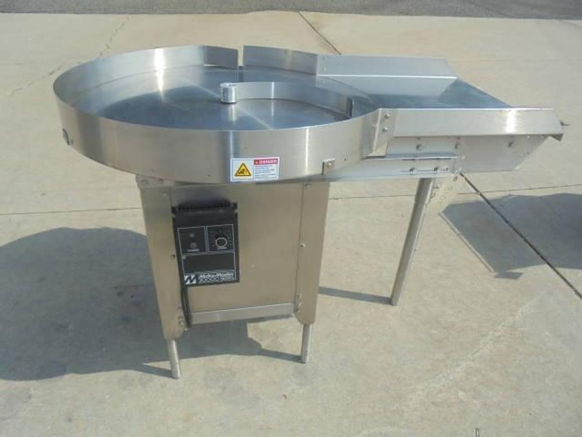 Used 36 In. Garvey Stainless Steel Rotary Unscrambling/Accumulating Table, Variable Speed