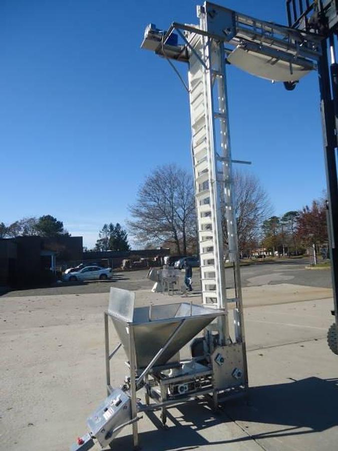 Used 15 Ft. High Stainless Steel Bucket Elevator, 6 In. X 12 In. Buckets