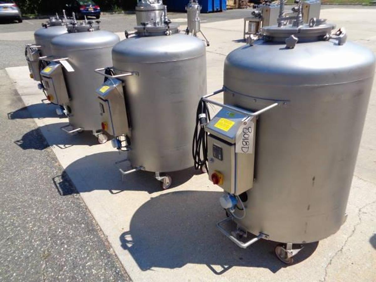 Used 200 Liter Bowa 316 Stainless Electrically Self Contained Jacketed Pressure Tanks (2) Portable