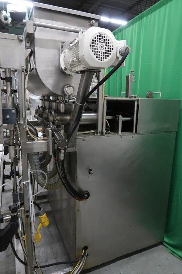 Used REB 4 Piston Automatic Gallon Inline Filler, Agitated Hopper, Extra Large Pistons