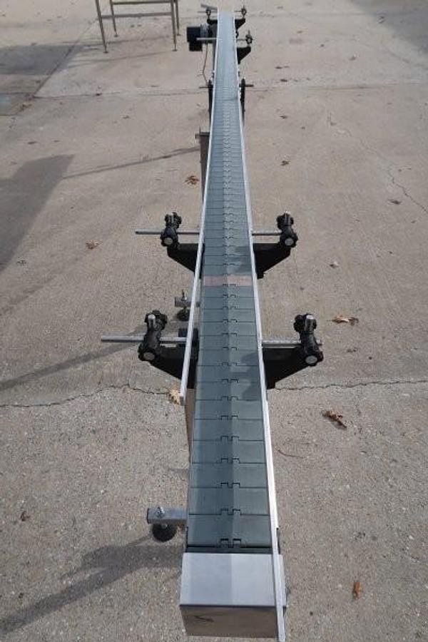 Used 4.5 In. x 14 Ft. Motorized Bottle Conveyor, SS