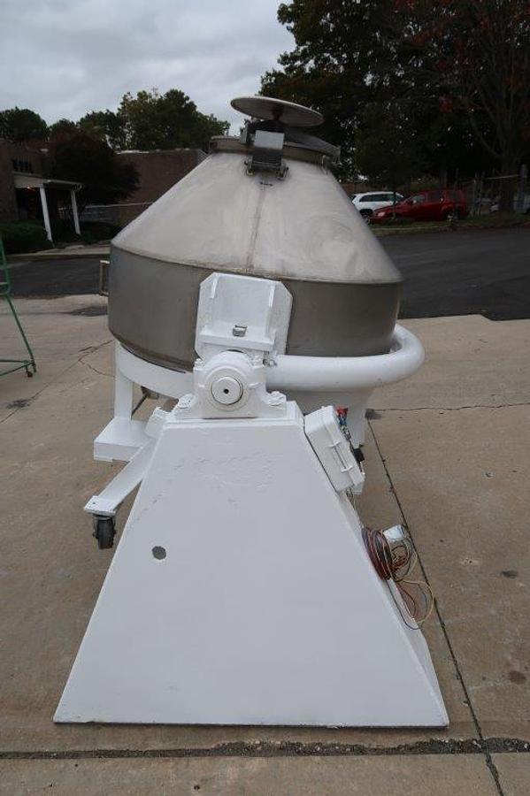 Used 20 CF Komline Sanderson Stainless Steel Double Cone Blender, with Interchangeable Tanks