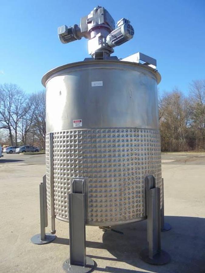Used 1,500 Gallon 316 Stainless Dimple Jacketed Scraper Agitated tank with Secondary Agitation