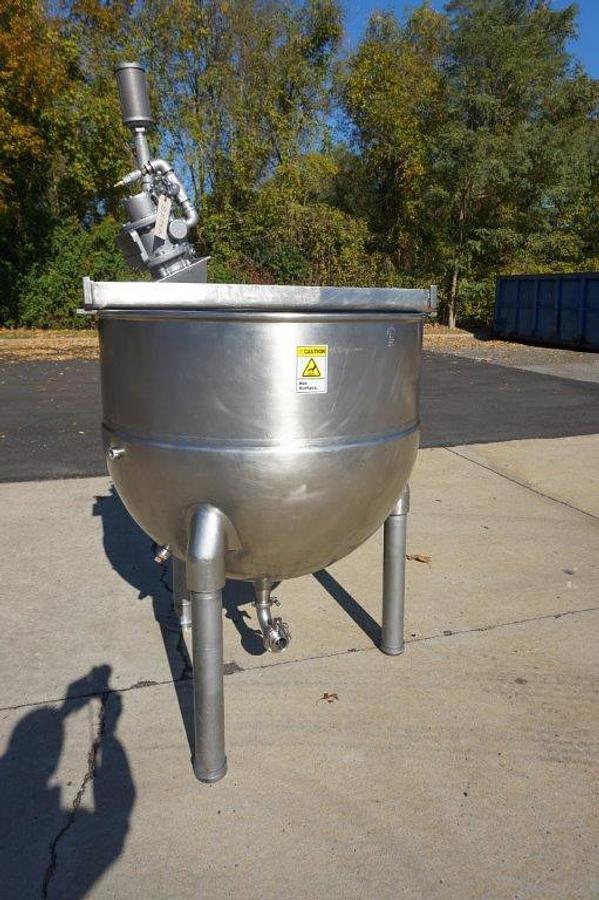 Used 150 Gallon Groen Stainless Hemispherical Kettle, 100 PSI Jacket