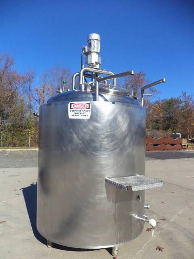 Used 300 Gallon Stainless Steel Jacketed Mix Tank, Sweep Agitator