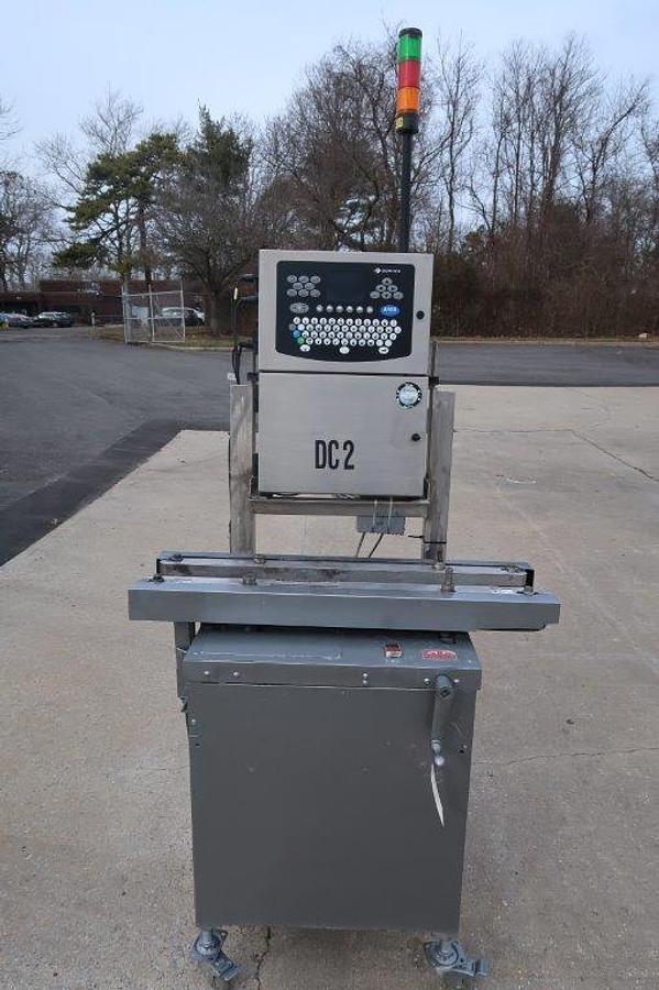 Used Domino A100 Inkjet Printer, Mounted on Bottomless Conveyor/Gap Transporter