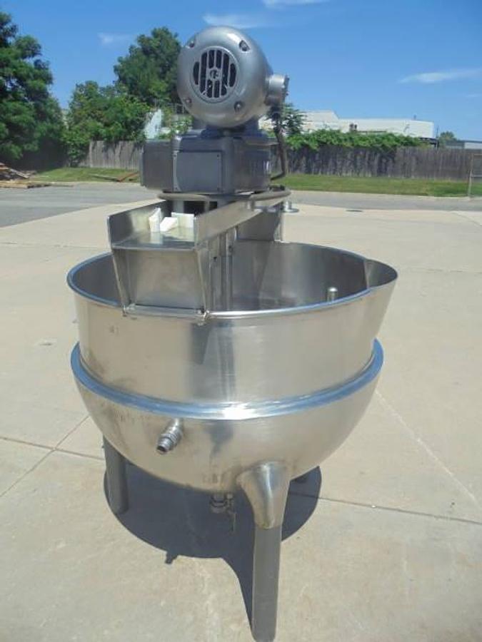 Used 150 Gallon Hamilton Stainless Twin Action Scraper Kettle, 125 PSI Jacket