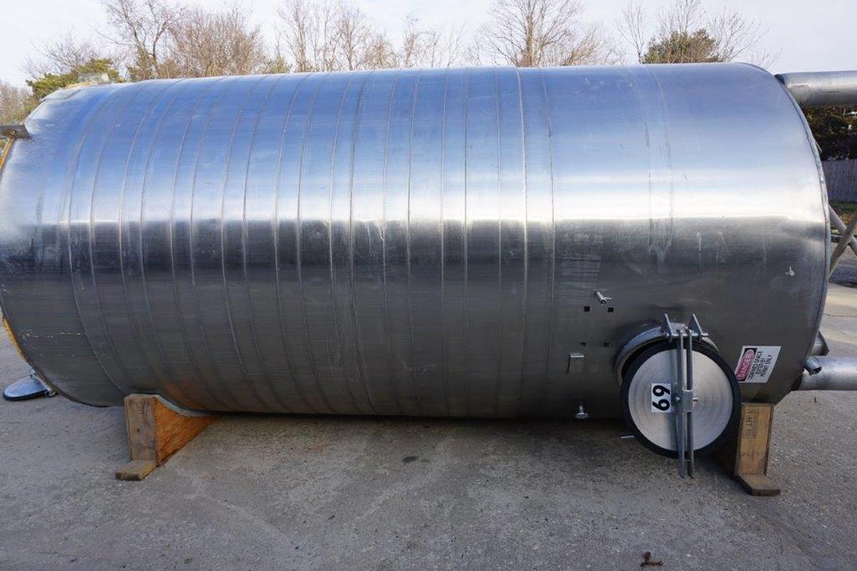 Used 3,660 Gallon Stainless Steel Jacketed Vertical Tank, Wine Use