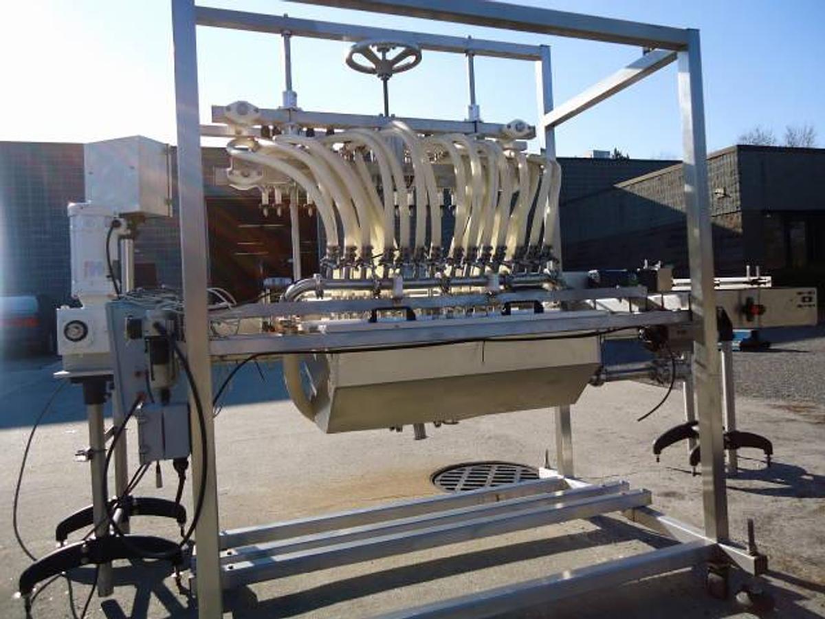 Used Inline Filling Systems 14 Spout Auto Overflow Liquid Filler